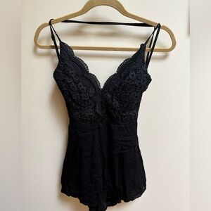 Black backless romper